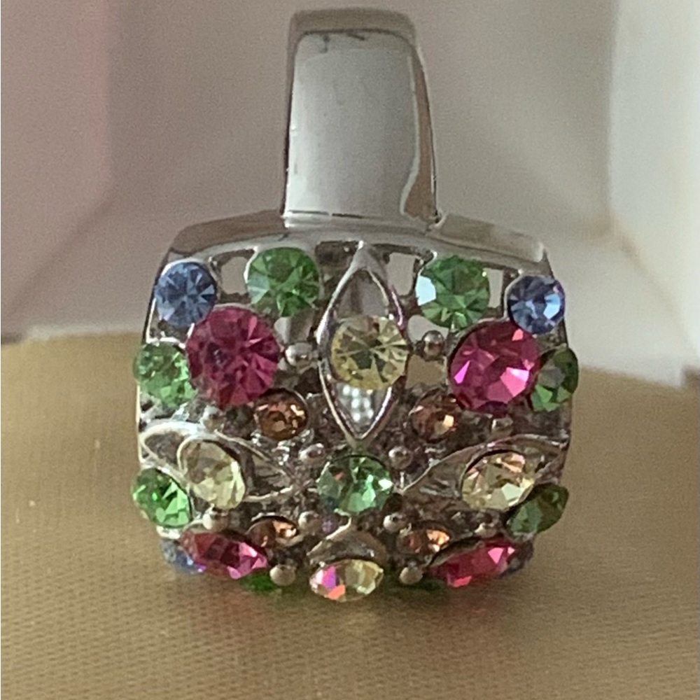 Square Multi Gemstone Cluster Ring 8 - image 5